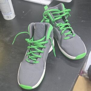 Gray and Green High-Top Sneakers